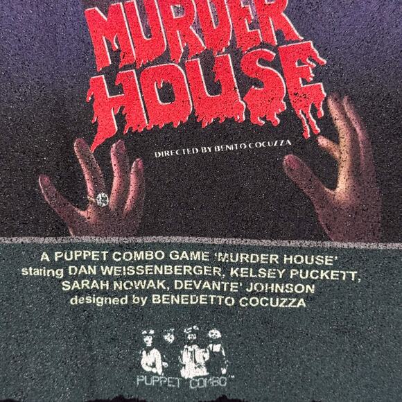 Murder House Puppet Combo VHS Horror Movies Slasher Bunny Halloween T Shirt M - Picture 4 of 7